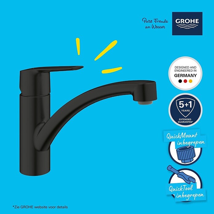 Grohe QuickFix Start Keukenkraan (Afvoer armatuur: 227 mm, Zwenkbereik: 140 °) | BAUHAUS