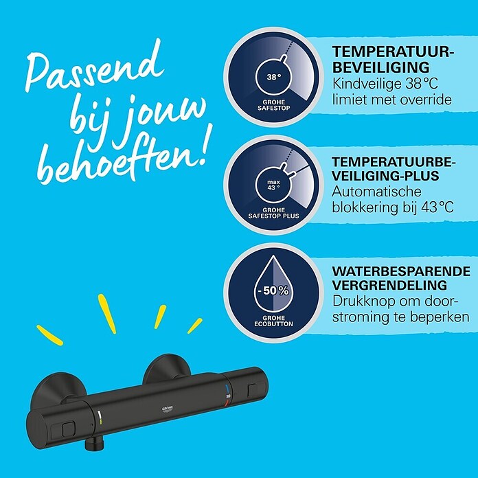 Grohe Start Douchethermostaat Precision (Mat, Zwart) | BAUHAUS