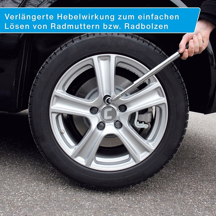 UniTEC Teleskop-Radmutternschlüssel (22 - 41 cm, Schlüsselweite: 17/19 mm)