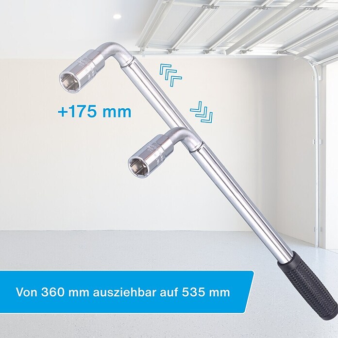 UniTEC Teleskop-Radmutternschlüssel (22 - 41 cm, Schlüsselweite: 17/19 mm)