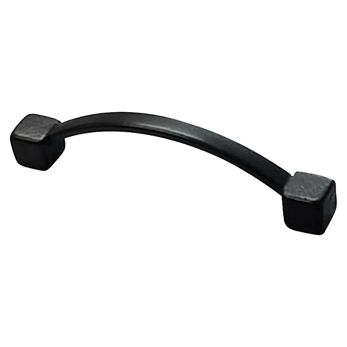 Rei Tirador para muebles - Distancia entre orificios: 64 mm, Negro, 2 ud. - Tirador de mueble negro arqueado con extremos cuadrados.