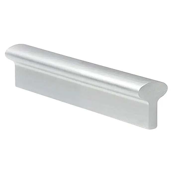 Rei Tirador para muebles - Distancia entre orificios: 64 mm - 96 mm, Aluminio - Tirador de perfil de aluminio plateado con parte superior redondeada para muebles.