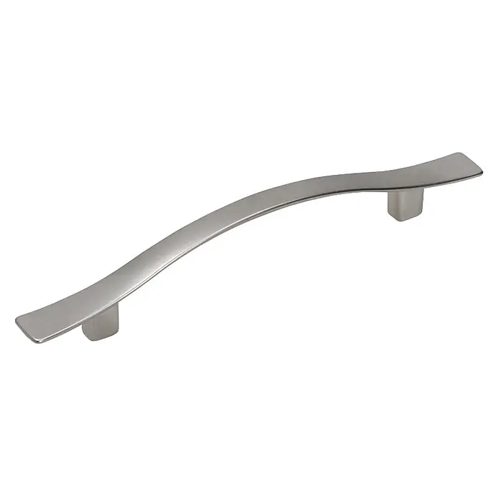Rei Tirador para muebles 6305 - Distancia entre orificios: 96 mm, Cromo - Tirador o asa de armario curvo moderno de níquel satinado.