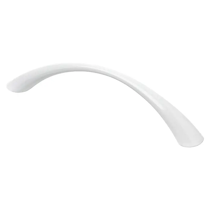 Rei Tirador para muebles - Distancia entre orificios: 128 mm, Blanco, 2 ud. - Calzador blanco largo, liso y curvo.