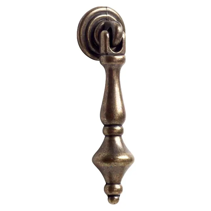 Rei Tirador para muebles - An x L: 16 x 65 mm, Bronce, 2 ud. - Tirador de gota de latón antiguo para muebles.