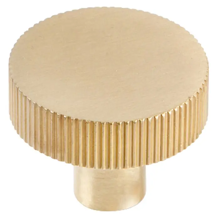 Rei Pomo para muebles - Diámetro: 35 mm, Latón - Pomo redondo color latón con borde moleteado.