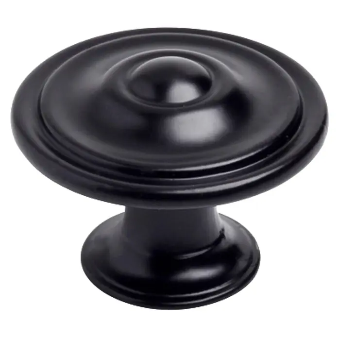 Rei Pomo para muebles - Diámetro: 35 mm, Negro, 2 ud. - Pomo redondo negro para mueble con diseño escalonado.