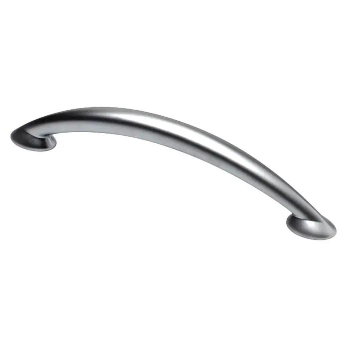Rei Tirador para muebles 594 - Distancia entre orificios: 96 mm, Cromo - Tirador de mueble metálico curvo plateado.