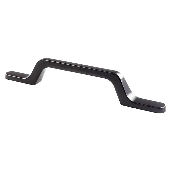 Rei Tirador para muebles - Distancia entre orificios: 96 mm, Aluminio Gris, 4 ud. - Tirador de mueble metálico oscuro con diseño angulado y extremos de montaje planos.