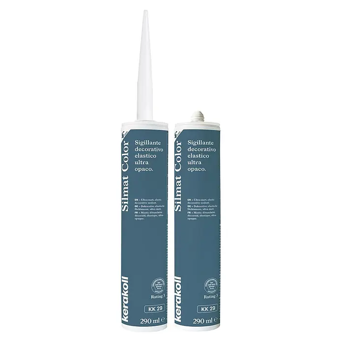Kerakoll Sellador de resina - Silmat Color - Color: KK 29, 290 ml - Dos tubos gris azulado oscuro de sellador decorativo elástico ultra-mate Kerakoll Silmat Color.