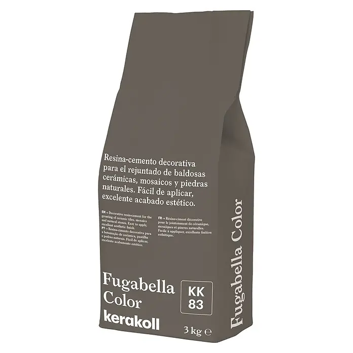 Kerakoll Mortero para juntas - cemento Fugabella - Color: KK83, 3 kg - Mortero decorativo gris oscuro Fugabella Color Kerakoll, 3 kg, para azulejos y piedras naturales.
