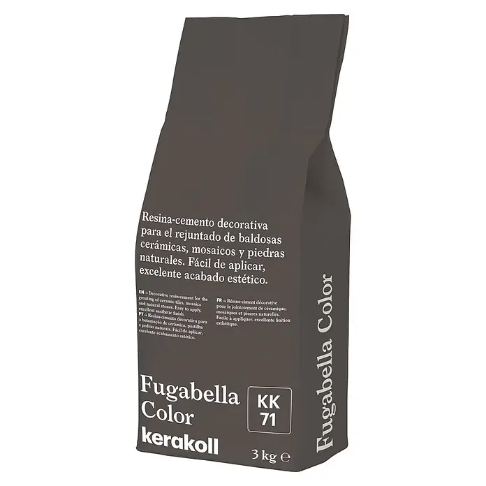 Kerakoll Mortero para juntas - cemento Fugabella - Color: KK71, 3 kg - Bolsa gris oscuro de mortero de resina-cemento Kerakoll Fugabella Color para baldosas y piedras naturales, 3 kg.