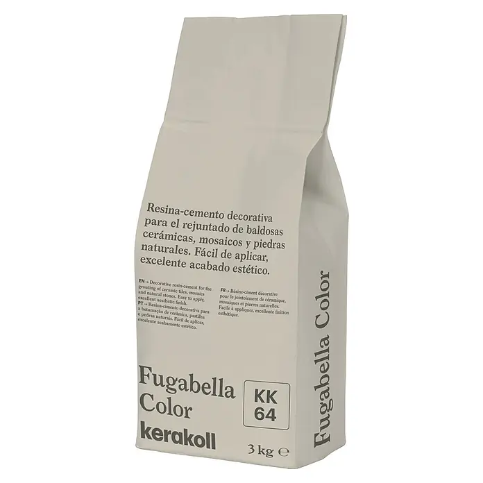 Kerakoll Mortero para juntas - cemento Fugabella - Color: KK64, 3 kg - Saco gris claro Fugabella Color de Kerakoll, 3kg de mortero de resina-cemento decorativo para azulejos, mosaicos y piedras naturales.