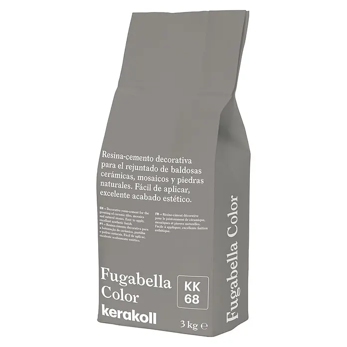 Kerakoll Mortero para juntas - cemento Fugabella - Color: KK68, 3 kg - Saco gris de 3 kg de cemento-resina decorativo Fugabella Color Kerakoll para juntas de baldosas, mosaicos y piedras naturales (KK 68).