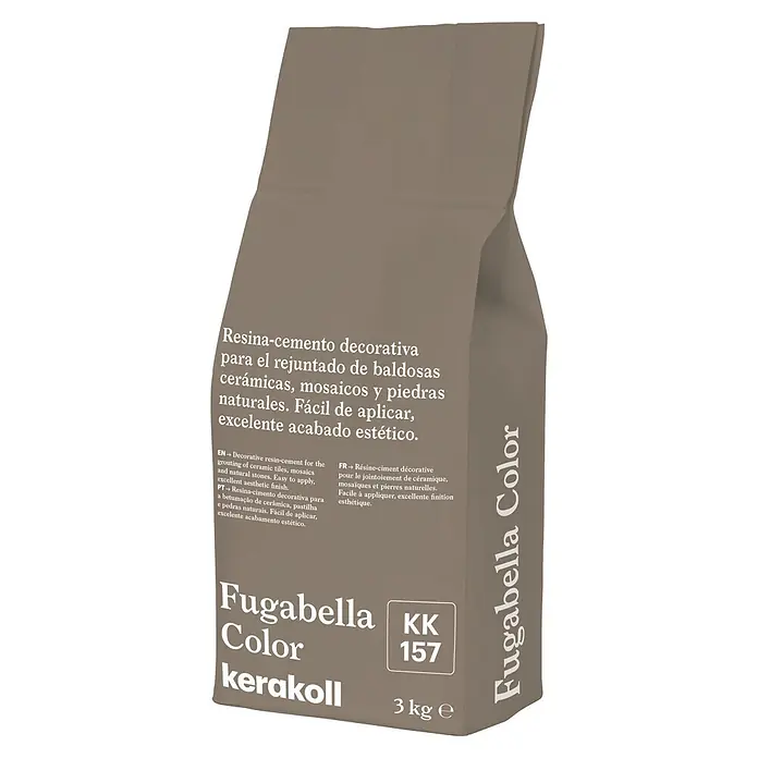 Kerakoll Mortero para juntas - cemento Fugabella - Color: KK157, 3 kg - Bolsa marrón claro de cemento-resina Kerakoll Fugabella Color 3kg para rejuntado de baldosas, mosaicos y piedras naturales.