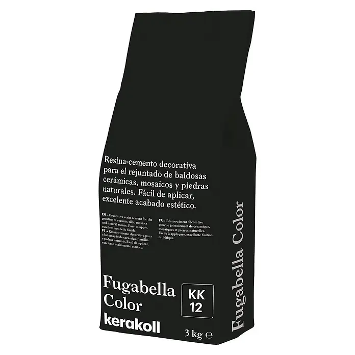 Kerakoll Mortero para juntas - cemento Fugabella - Color: KK12, 3 kg - Bolsa negra de mortero de resina-cemento decorativo Kerakoll Fugabella Color para baldosas, mosaicos y piedras naturales. 3 kg.