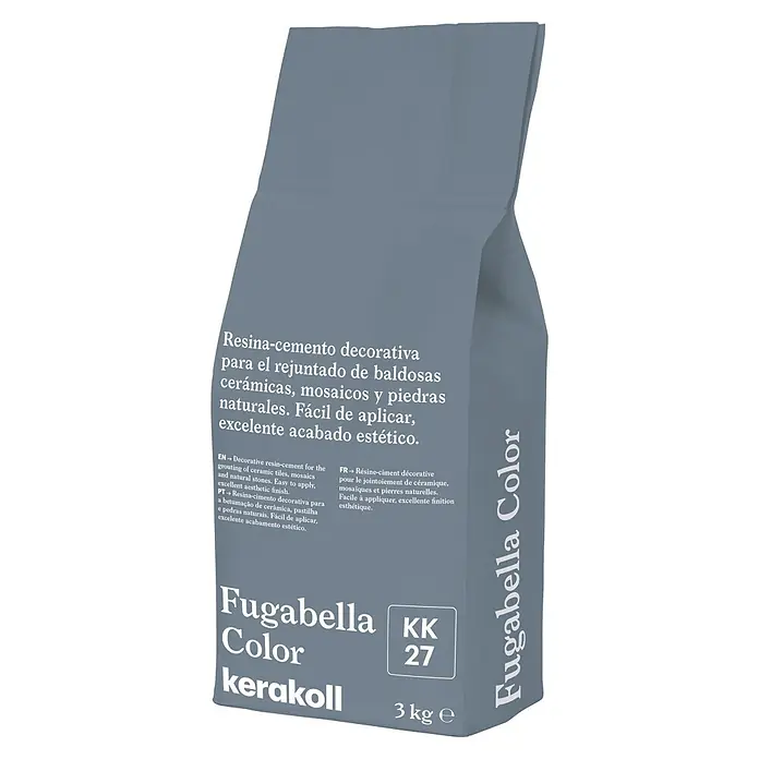 Kerakoll Mortero para juntas - cemento Fugabella - Color: KK27, 3 kg - Saco gris de mortero de resina-cemento decorativo Kerakoll Fugabella Color para azulejos, 3 kg.