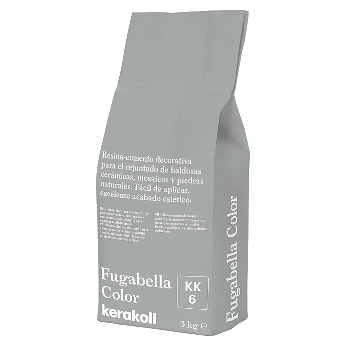 Kerakoll Mortero para juntas - cemento Fugabella - Color: KK6, 3 kg - Saco gris claro de 3 kg de cemento-resina Fugabella Color Kerakoll para rejuntar baldosas, mosaicos y piedras naturales.