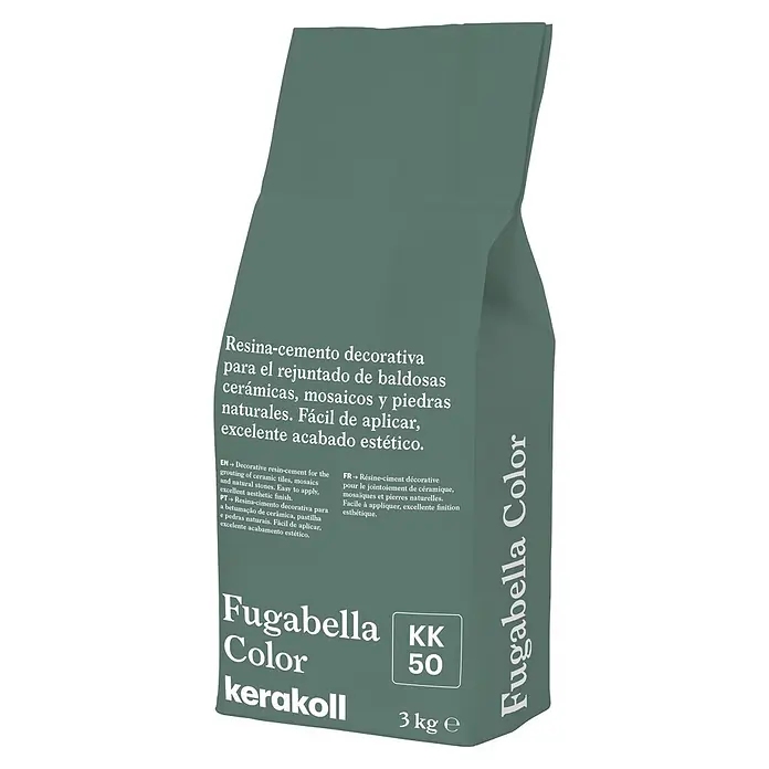 Kerakoll Mortero para juntas - cemento Fugabella - Color: KK50, 3 kg - Saco verde mate Kerakoll Fugabella Color 3kg de resina-cemento decorativa para juntas.