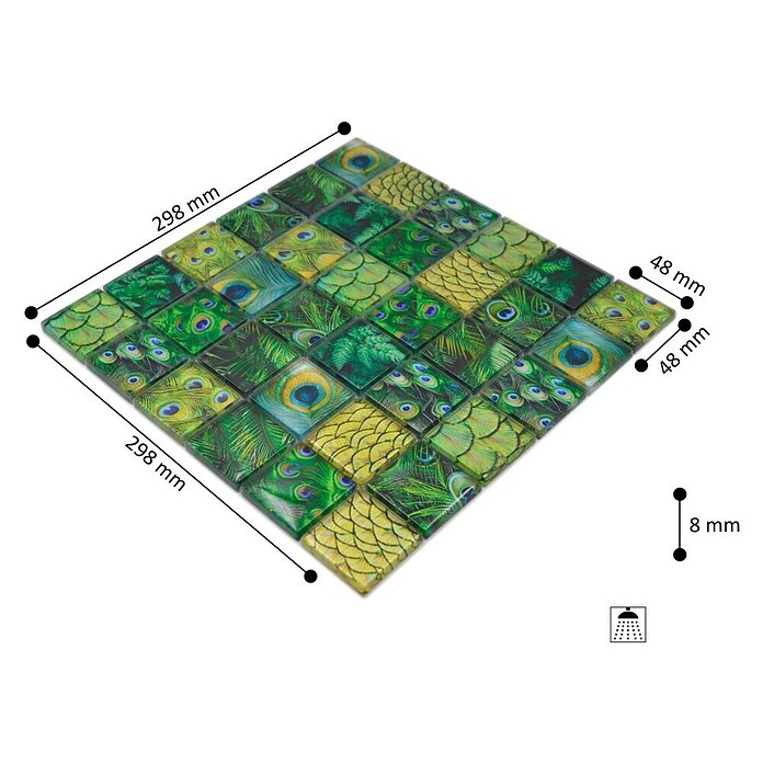 Mosaikfliese Crystal Wildlife XCM WL88 (29,8 x 29,8 cm, Grün, Glänzend) | BAUHAUS