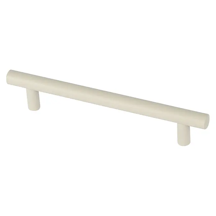 Rei Tirador para muebles - Distancia entre orificios: 128 mm, Acero inoxidable, Greige - Tirador de mueble cilíndrico de barra color crema.