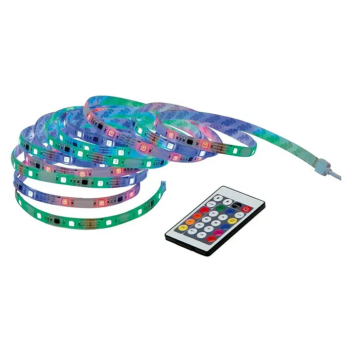 Prisma Leuchten LED-Band Flexband - Länge: 5 m, Mehrfarbig - LED-Streifen mit Fernbedienung. Bunte LED-Leuchten für stimmungsvolle Beleuchtung im Innenbereich, steuerbar per Fernbedienung.