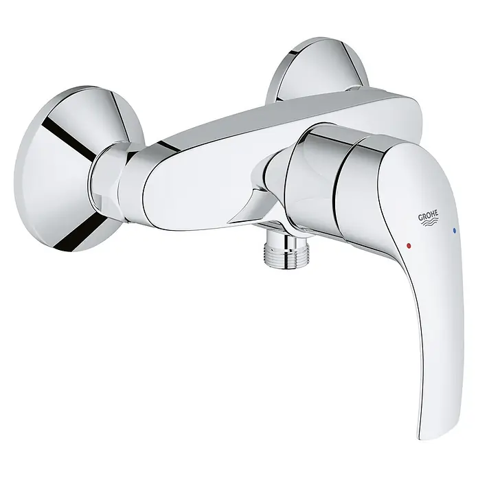 Grohe Eurosmart Brausearmatur - Chrom, Glänzend - Eine glänzende Grohe Armatur mit Hebel und minimalistischem Design, ideal für moderne Badezimmer.