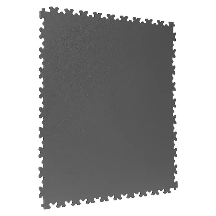 Gerflor Vinylboden Garagenboden R-Tile - Dunkelgrau, 503 x 503 x 7 mm - Dunkelgraue, ineinandergreifende Schaumstoffmatte mit texturierter Oberfläche und Puzzle-Rändern.