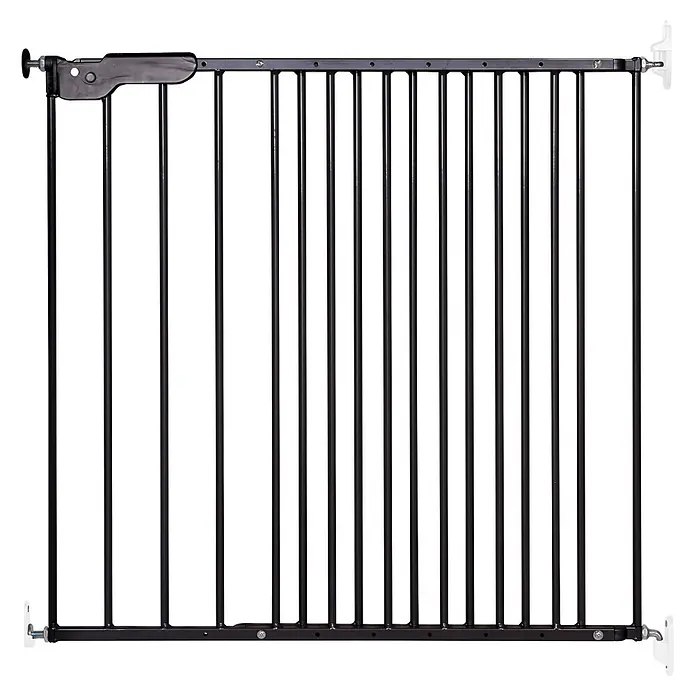 Dolle Sicherheitsgitter Lars - Höhe: 68 cm, Verstellbar: 74,4 cm - 113 cm, Anthrazit - Schwarzes Metall-Schutzgitter mit verstellbaren Druckbefestigungen an den Seiten und vertikalen Stäben.