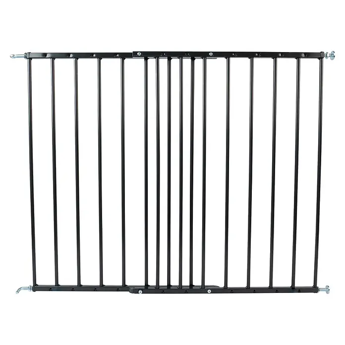 Dolle Sicherheitsgitter - Höhe: 72 cm, Schwarz - Schwarzes Baby-Schutzgitter aus Metall mit vertikalen Stäben, druckmontiert.