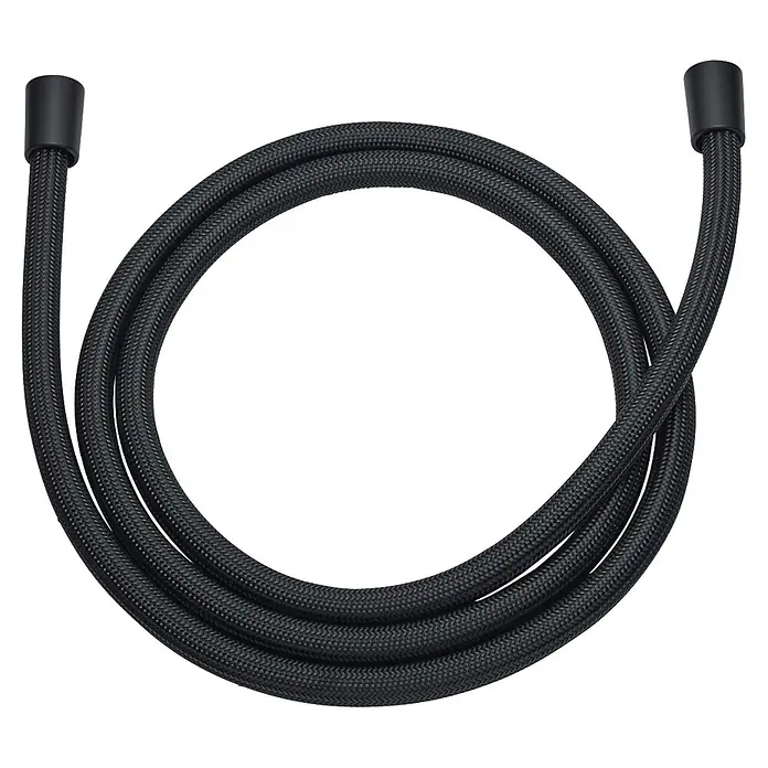 Brauseschlauch - Länge: 190 mm, Kunststoff, Schwarz - Geknotetes schwarzes Geflechtkabel mit Endanschlüssen.