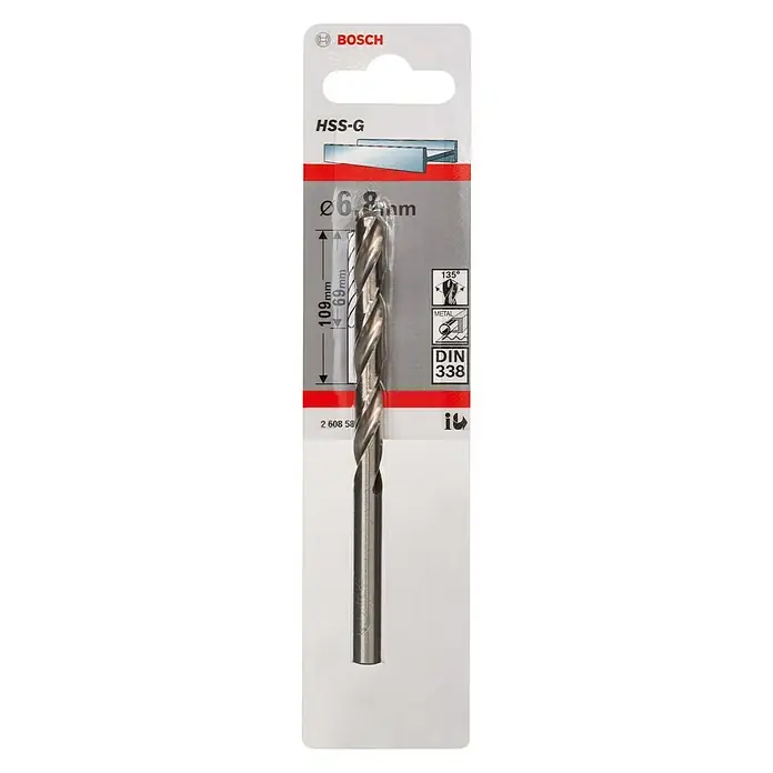 Bosch Metallbohrer - Durchmesser Bohrer: 6,8 mm - Eine Bosch HSS-G Metallbohrer mit 6,8 mm Durchmesser in Originalverpackung.