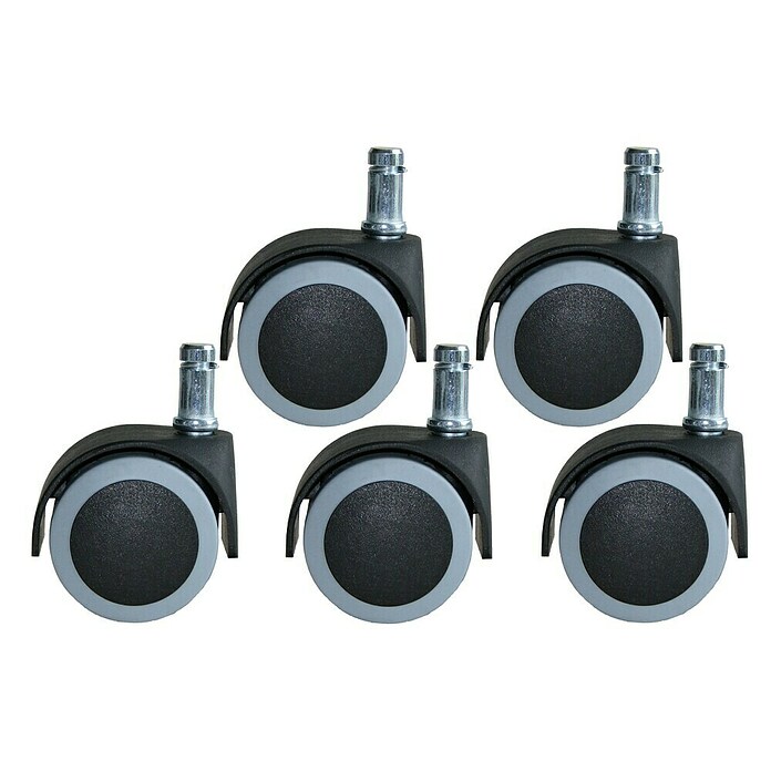 Dörner & Helmer Doppelrollen-Set (Durchmesser Rollen: 50 mm, Traglast: 40 kg, Gleitlager, Mit Rückenloch, Durchmesser Rückenloch: 10 mm, 5 Stk.)