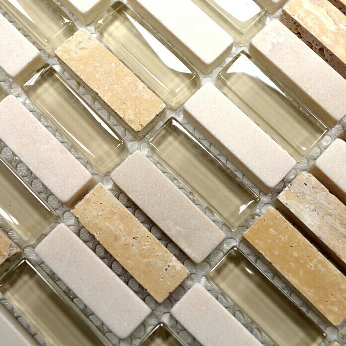 Mosaikfliese Stäbchen Crystal Mix XCM XS33 (31,3 x 31,8 cm, Beige, Glänzend)