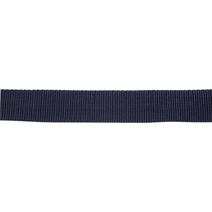 Stabilit Gurtband Meterware - Belastbarkeit: 125 kg, Breite: 40 mm, Polypropylen, Blau - Nahaufnahme eines Marineblauen Nylongurtbandes. Hervorragend für Bastelprojekte, Taschen oder Riemen, robust und langlebig.