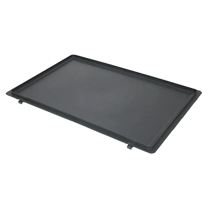 BAUHAUS Tapa para contenedor Euro - L x An: 60 x 40 cm - Bandeja rectangular de plástico negro con bordes elevados y pestañas de montaje, ideal para uso doméstico o como bandeja de goteo.