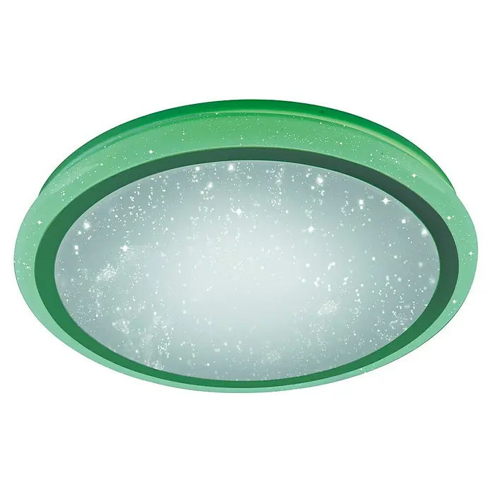 Just Light LED-Deckenleuchte Luisa - 32 W, Weiß, Warmweiß - Grüne Deckenleuchte mit Sternenmuster, ideal für Kinderzimmer oder Wohnräume, die eine gemütliche Atmosphäre suchen.