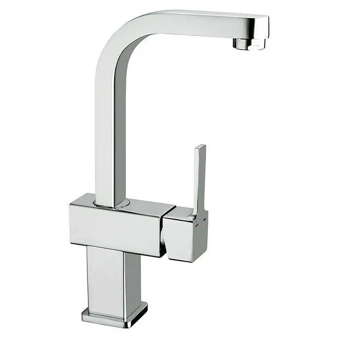 Camargue Grifo de lavabo Granada - Cromo, Brillante - Grifo cromado cuadrado brillante. El elegante grifo monomando es una adición elegante a cualquier baño moderno.