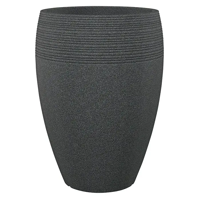 Scheurich Lineo Pflanzsäule rund - Außenmaß (Ø x H): 47 x 65 cm, Kunststoff, Schwarz - Schwarzer Pflanztopf mit geriffelter Oberseite für den Innen- und Außenbereich, robust und stilvoll.