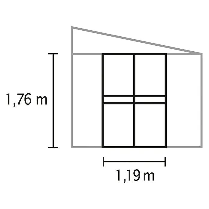 Vitavia Gewächshaus-Tür - Passend für: Vitavia Gewächshaus Helena, Weiß - Schematische Darstellung einer Gartenlaube mit den Maßen 1,76 m Höhe und 1,19 m Breite, ideal für kleine Gärten und Terrassen.