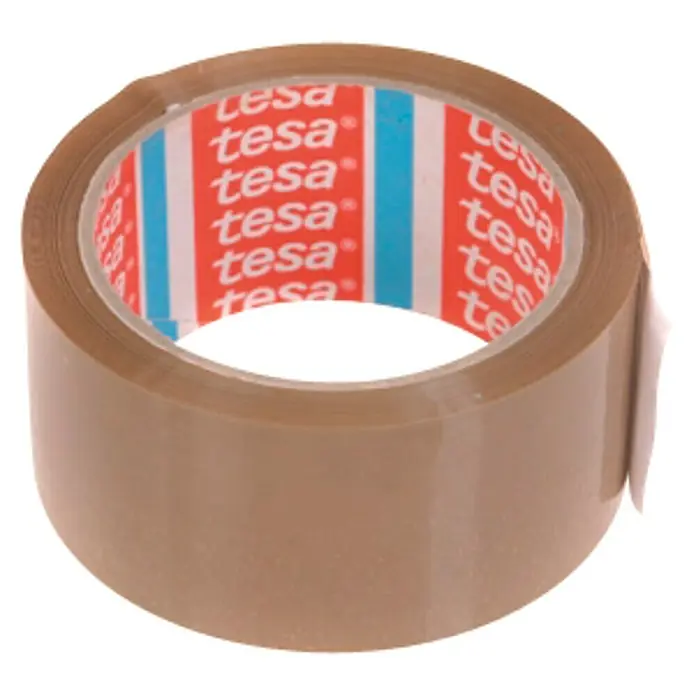 Tesa Cinta de embalaje Tesapack Standard - 50 mm x 66 m, Marrón - Cinta adhesiva Tesa marrón, ideal para embalar y sellar cajas, con el logotipo de Tesa en el interior del rollo.