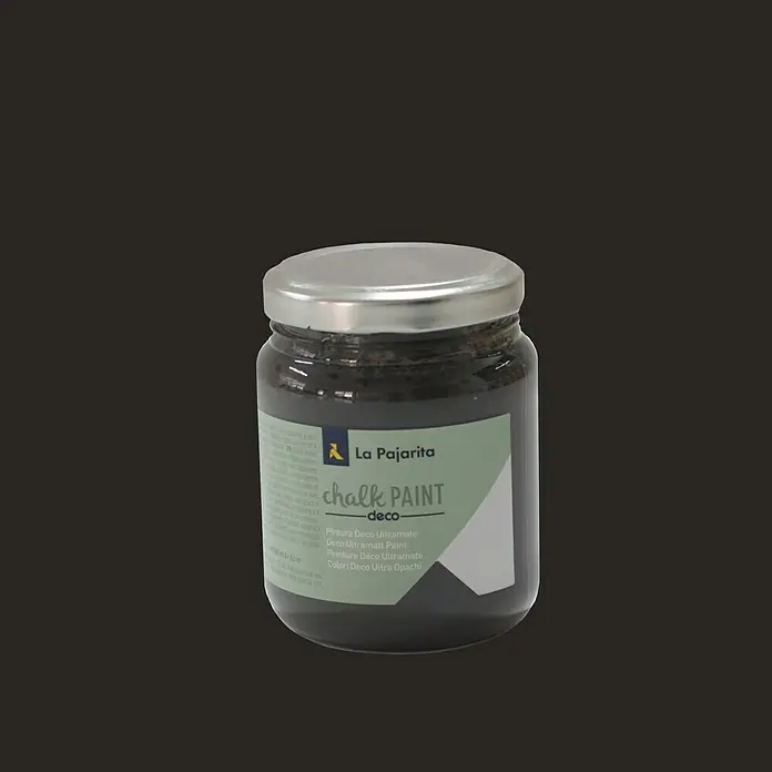 La Pajarita Pintura de tiza Chalk Paint - Casi negro, 175 ml, Mate - Un tarro de pintura de tiza La Pajarita Deco Ultramatt. Ideal para muebles y decoración que necesitan un aspecto vintage.
