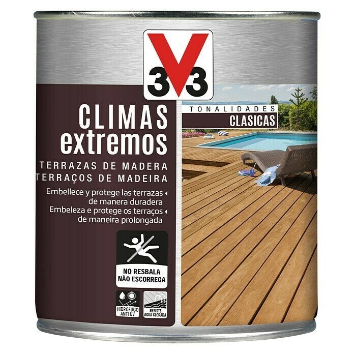 V33 Protección para madera Climas Extremos (Teca, 2,5 l, Mate)