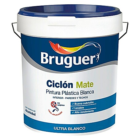 Bruguer Pintura para paredes y techos Ciclón (Blanco, Mate, 15 l)