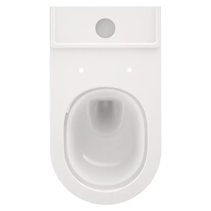 Camargue Los Angeles Stand-WC für Kombination 2.0 - Spülrandlos, WC Abgang: Waagerecht, Weiß - Draufsicht einer weißen Keramiktoilette mit offener Schüssel und Spülkasten.