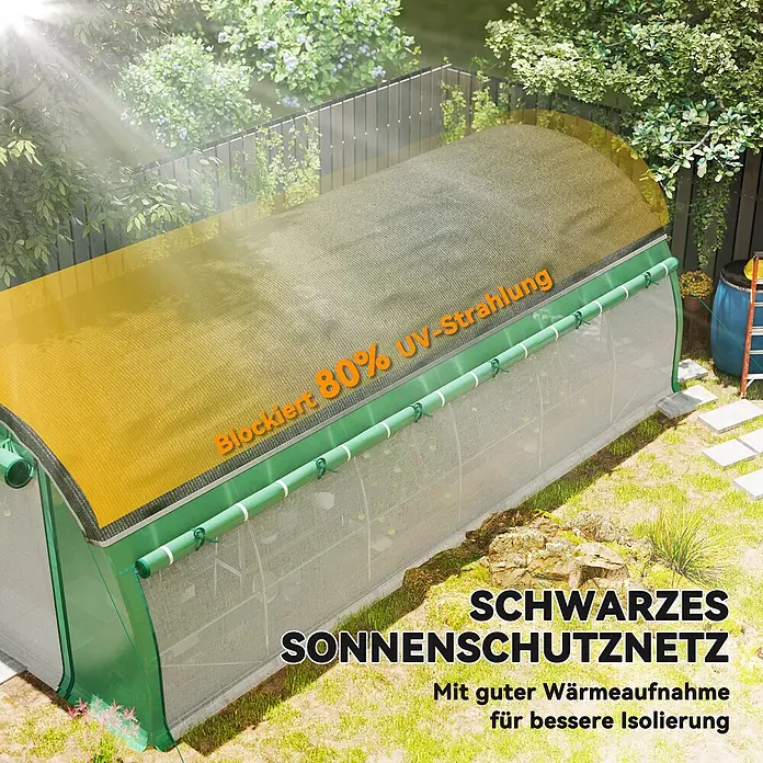 Outsunny Gewächshaus Outsunny-Folientunnel - Außenmaß inkl. Dachüberstand (B x T): 6 x 3 cm, Material Seitenwand: Kunststoff, 2 mm