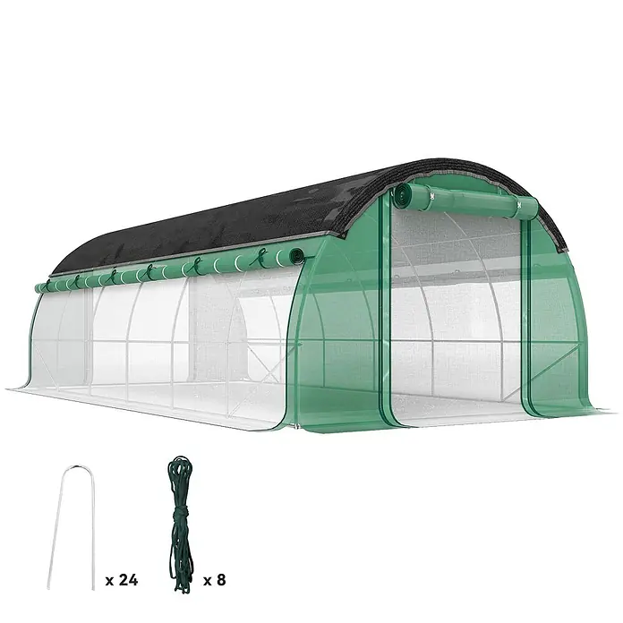 Outsunny Gewächshaus Outsunny-Folientunnel - Außenmaß inkl. Dachüberstand (B x T): 6 x 3 cm, Material Seitenwand: Kunststoff, 2 mm