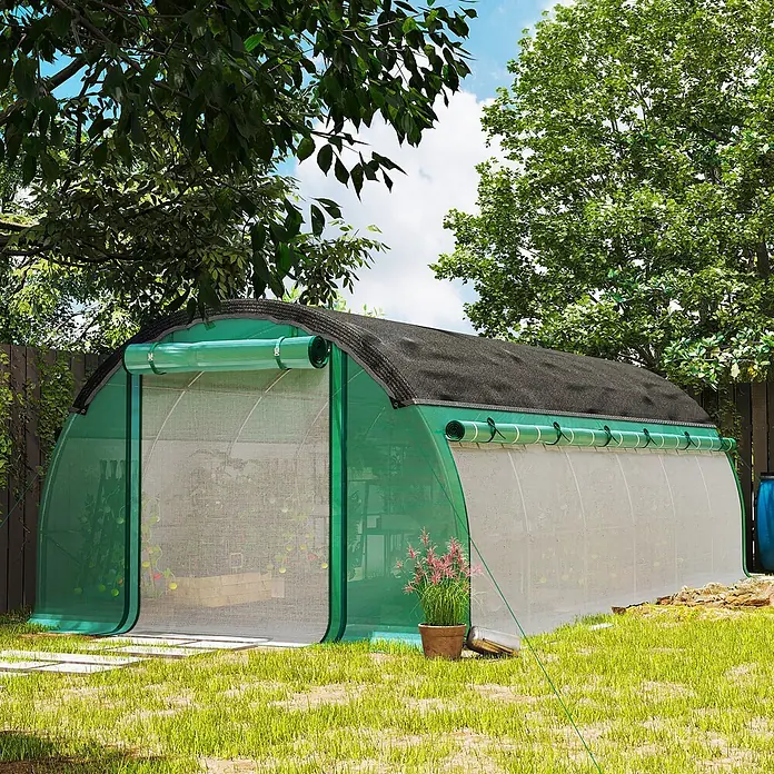 Outsunny Gewächshaus Outsunny-Folientunnel - Außenmaß inkl. Dachüberstand (B x T): 6 x 3 cm, Material Seitenwand: Kunststoff, 2 mm