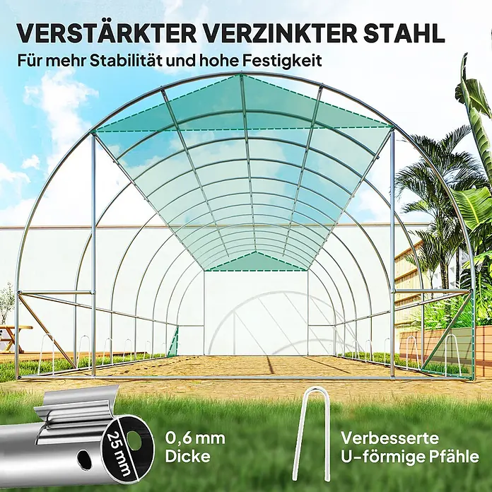 Outsunny Gewächshaus Outsunny-Folientunnel - 6 x 3 cm, Material Seitenwand: Kunststoff, 2 mm