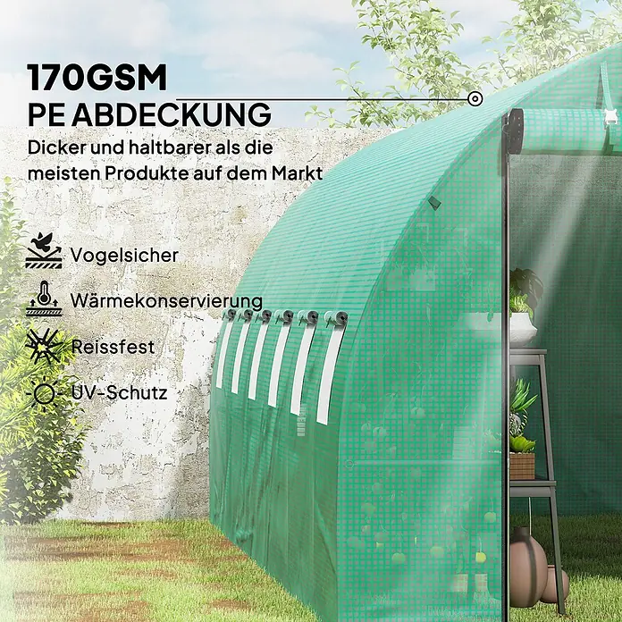 Outsunny Gewächshaus Outsunny-Folientunnel - 6 x 3 cm, Material Seitenwand: Kunststoff, 2 mm